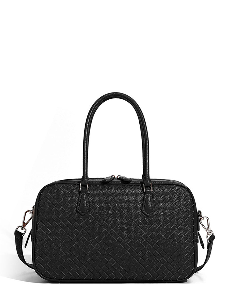 Woven Leather Commuter Tote